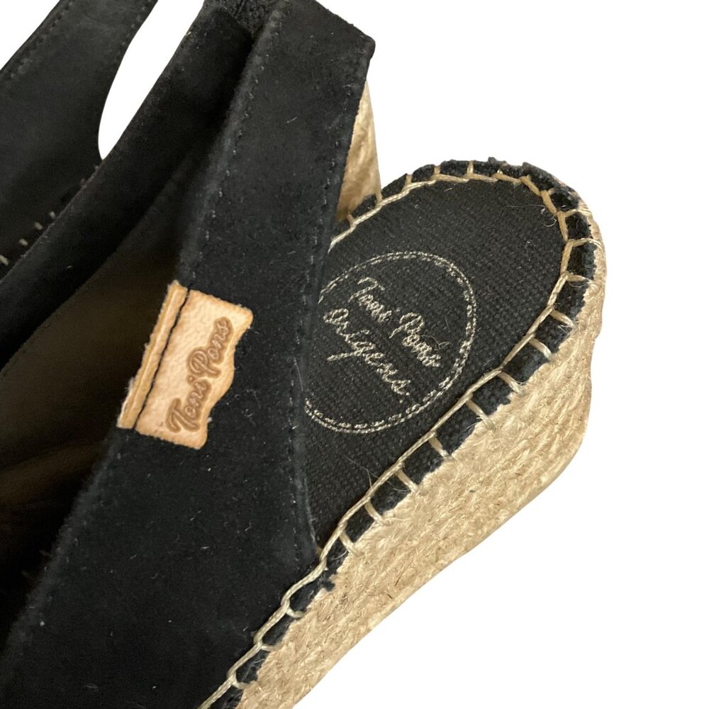 Toni Pons  Originals Black Suede Slingback Espadrille Wedge Sandals Size 40 9 - Picture 2 of 11